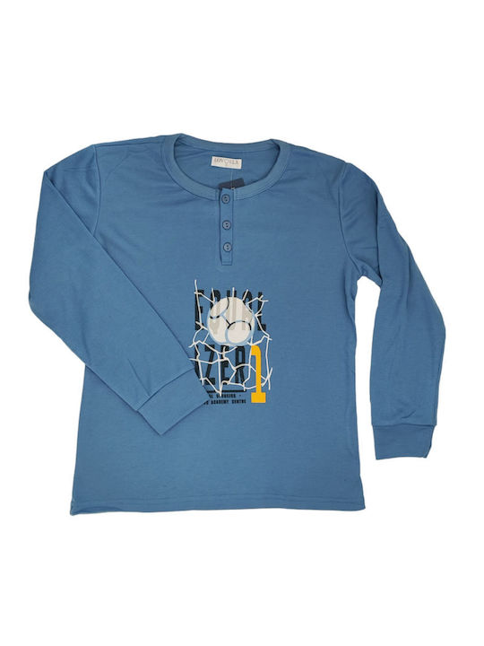 Lovelx Homewear Men's Winter Pajamas Set Light Blue