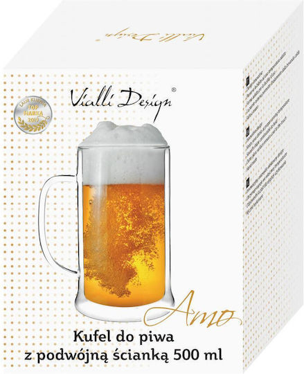 Vialli Design Glas Bier, μπίρας aus Glas in Gray Farbe 500ml