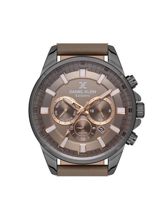 Daniel Klein Uhr Batterie mit Beige Lederarmband