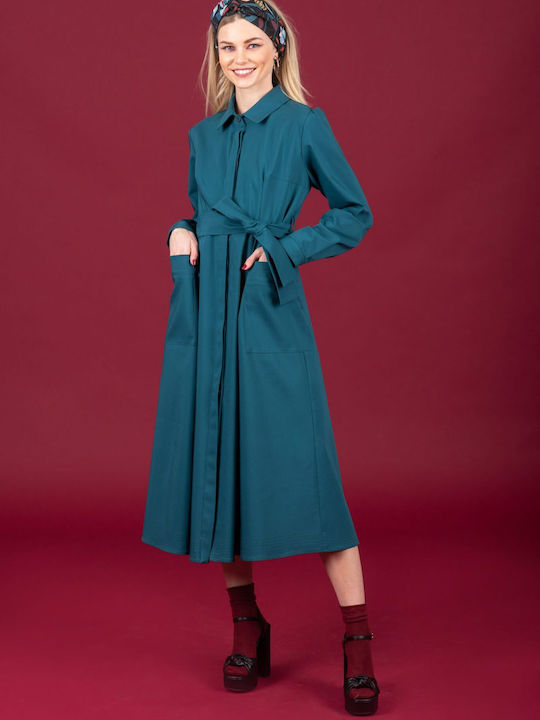 Chaton Maxi Shirt Dress Dress Petrol