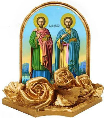 Christening Favor with Religious Icon Saints Anargyroi 30pcs 9x9cm