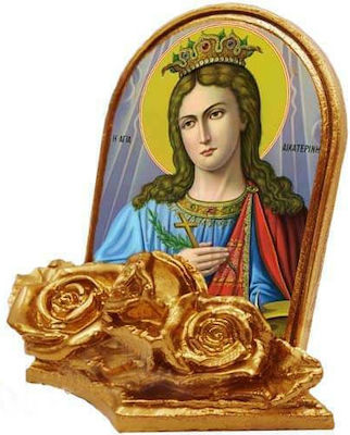 Christening Favor with Religious Icon Saint Catherine 30pcs 9x9cm