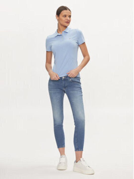 Tommy Hilfiger Damen Polo Bluse Kurzarm Blue