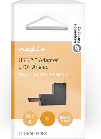 Nedis USB-A Male To USB-A Female Converter 1 Piece CCGB60940BK