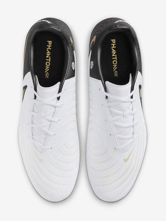 Nike Phantom GX 2 Academy Football Shoes with Cleats White / Metallic Gold Coin / Black