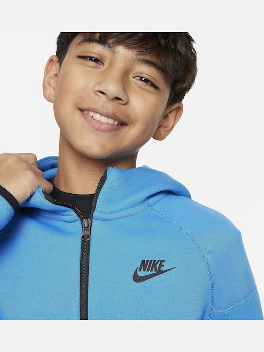 Sportswear Tech Fleece Kids Cardigan Cotton Hooded Blue
