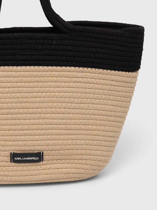 Karl Lagerfeld Stoff Strandtasche Beige