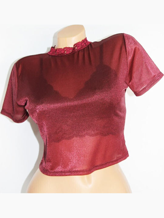 Mâneca scurta Burgundy Tricou pentru femei