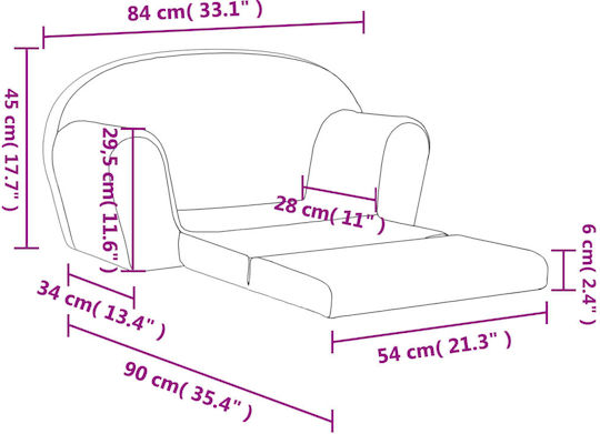 Kids Sofa Blue 84x34x45cm