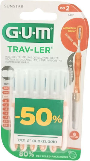 GUM Trav-ler Interdental Brushes 0.9mm Orange 12pcs