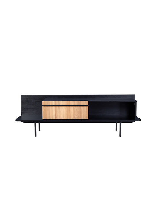 TV Stand Wooden Origami Black Velvet-Black Metal L160xW39.5xH160cm