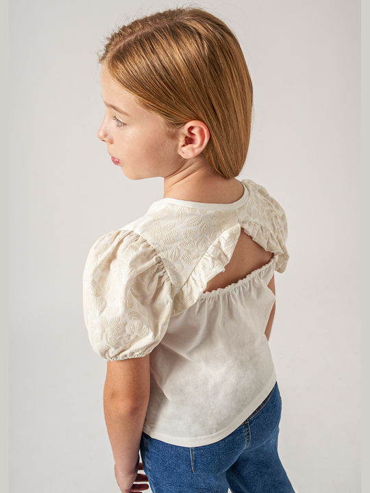 Mayoral Kids Blouse Short Sleeve Ecru