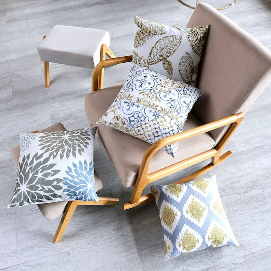 Decorative Pillow Case Beige Gray Yellow 4 pcs 40x40 cm