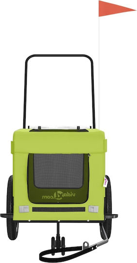 vidaXL Remorcă bicicletă pentru transport câine până la 45kg Verde M135xL73.5xA68.5cm.