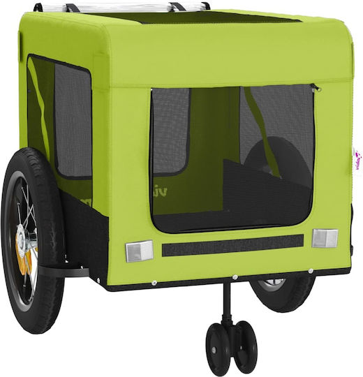 vidaXL Remorcă bicicletă pentru transport câine până la 45kg Verde M135xL73.5xA68.5cm.