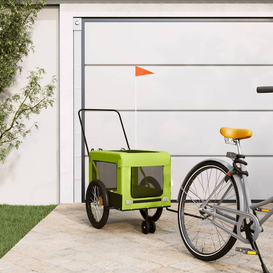 vidaXL Remorcă bicicletă pentru transport câine până la 45kg Verde M135xL73.5xA68.5cm.