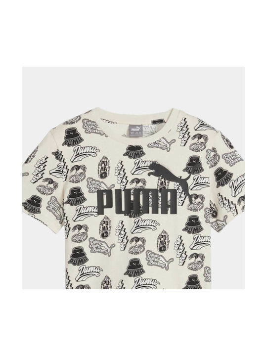 Puma Kids T-shirt Beige Aop Tee