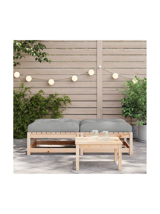 Scaun De Grădină Din Lemn Cub Pentru Exterior Cu Pernă 2 Bucăți 70x70x30cm