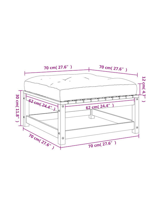 Scaun De Grădină Din Lemn Cub Pentru Exterior Cu Pernă 2 Bucăți 70x70x30cm