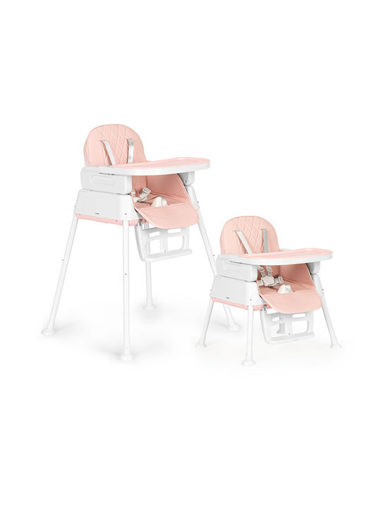 Ecotoys Αναδιπλούμενο Καρεκλάκι Φαγητού 3 in 1 με Ρυθμιζόμενο Ύψος Ροζ