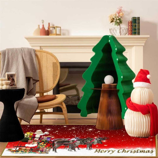 Coro-tt01 Rectangular Kitchen Mat with Anti-slip Underlay Red 180x60εκ.
