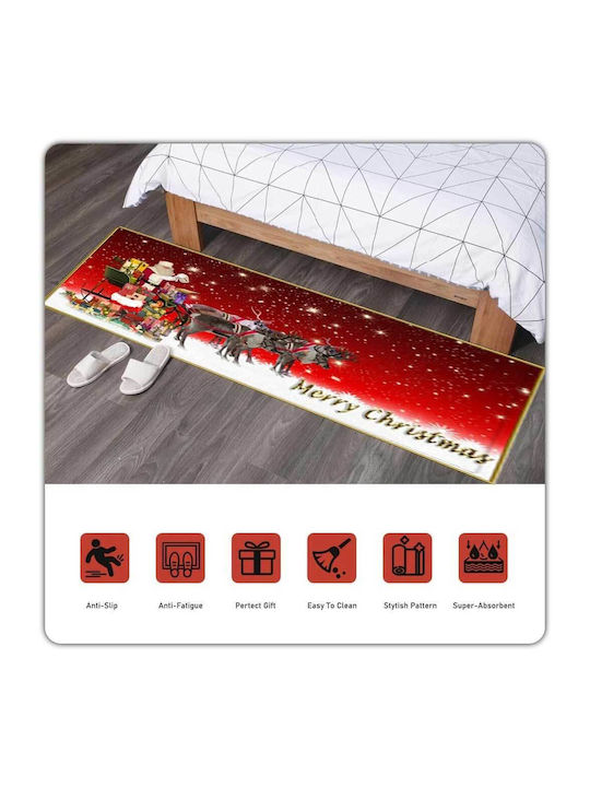 Coro-tt01 Rectangular Kitchen Mat with Anti-slip Underlay Red 180x60εκ.
