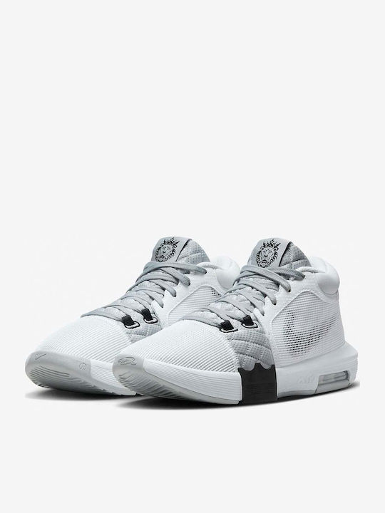 LeBron Witness 8 High Basketball Shoes White / Light Smoke Grey / Black