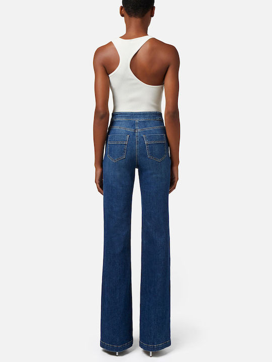 Elisabetta Franchi Women's Denim Trousers in Palazzo Fit Blue