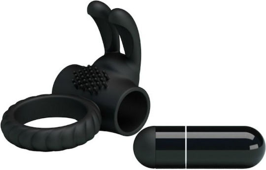 Pretty Love Eudora Vibrating Cock Ring Schwanz Silikon Schwarz