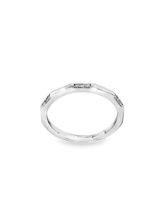 Xryseio Women's Ring Small Wedding Ring with Zircon from White Gold 14K