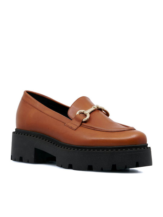 Leder Damen Mokassins in Tabac Braun Farbe