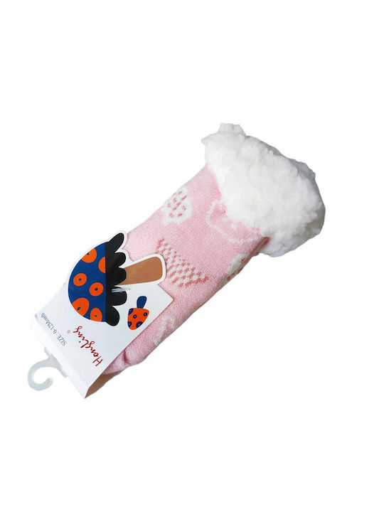 Fengi Kinder Bebe Anti-Rutsch Socken mit Fell Rosa