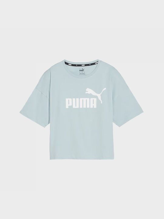 Puma Women's Athletic Crop T-shirt Polka Dot Light Blue