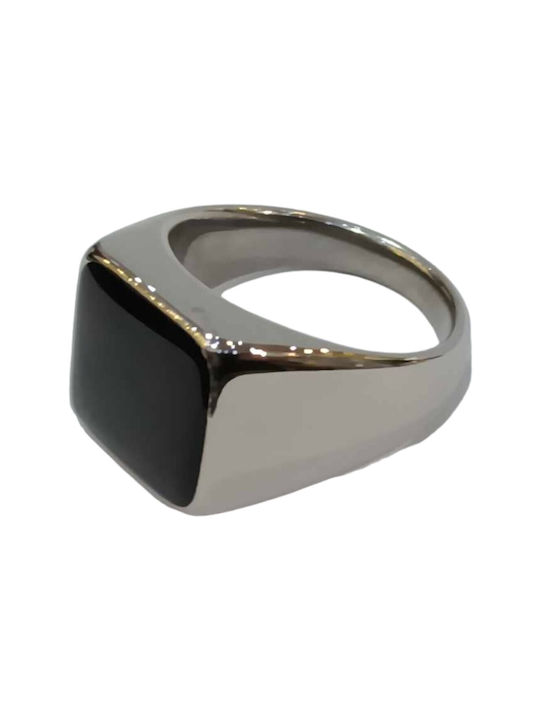 One Herren Ring mit Steinen aus Stahl