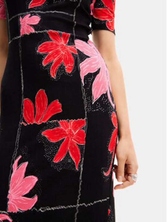 Desigual Sommer Midi Kleid Schwarz