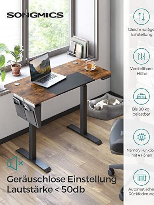 Birou Electric Din Lemn Maro Cu Picioare Metalice Și Înălțime Reglabilă 120x60x72cm