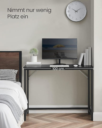Birou Din Lemn Negru Cu Picioare Metalice 100x50x75cm