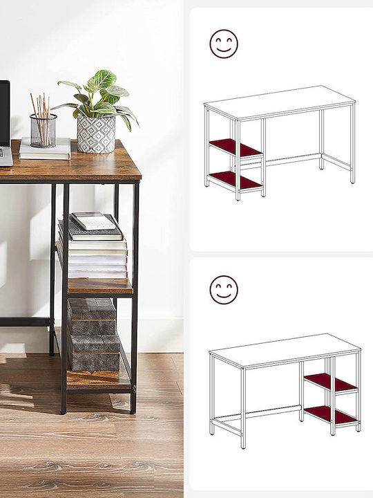 Desk Wooden Brown with Metal Legs 100x50x75cm