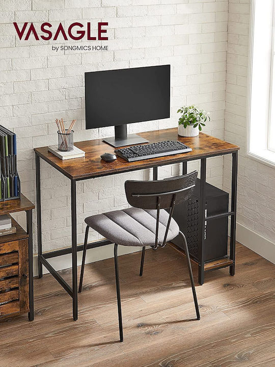 Desk Wooden Brown with Metal Legs 100x50x75cm