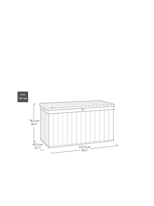 Keter Außenlagerbox Darwin aus Polypropylen 570Es Braun L132.2xB55.7xH71.2cm