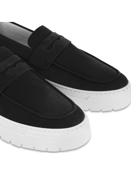 Suede Ανδρικά Loafers σε Μαύρο Χρώμα