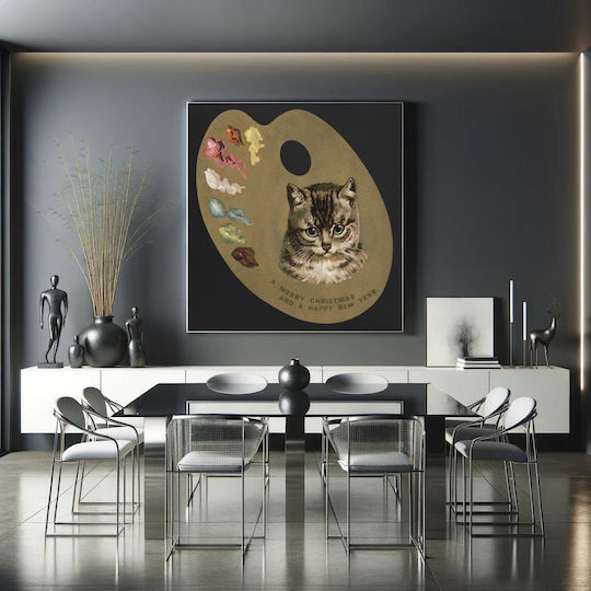 A Merry Christmas A Happy Painting on Canvas 110x110cm