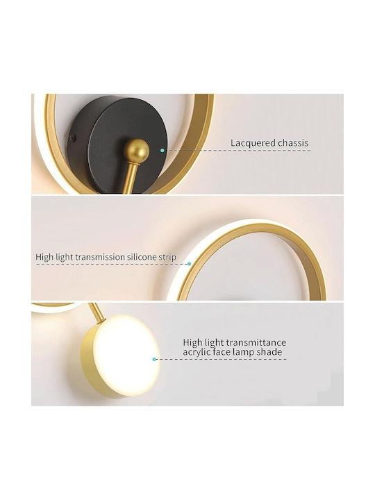 Ph110 Modern Wandleuchte mit Integrierte LED und Warmes Weiß Licht Gold 14x14x14cm