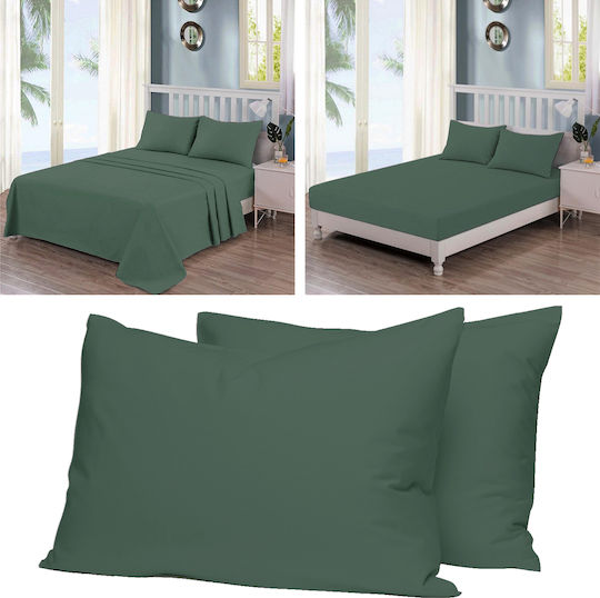 Casa Colori Dublu 140x200+30cm cu Elastic Military Verde