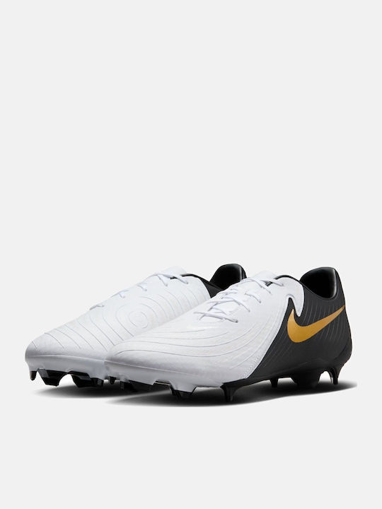 Nike Phantom GX 2 Academy Football Shoes with Cleats White / Metallic Gold Coin / Black