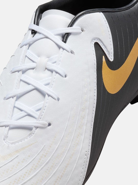 Nike Phantom GX 2 Academy Football Shoes with Cleats White / Metallic Gold Coin / Black