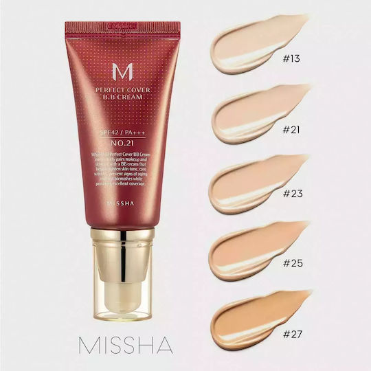 Missha M Perfect Cover BB 25 Warm Beige 25 Warm Beige Cream Face Day with SPF42 with Ceramides 50ml
