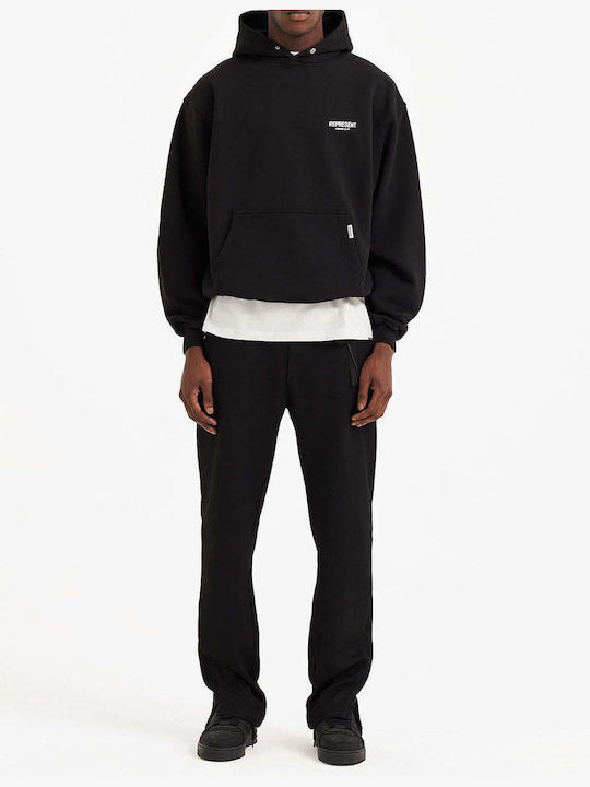 Herren Sweatshirt Jacke mit Kapuze und Taschen Black