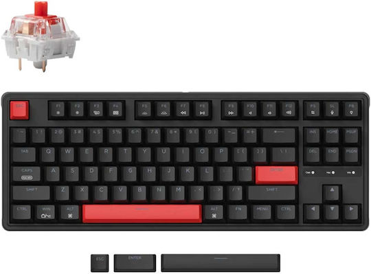 Keychron C3 Pro C3P-A1 QMK/VIA C3P-A1 Gaming Μηχανικό Πληκτρολόγιο Tenkeyless με Custom Red διακόπτες και Φωτιζόμενα πλήκτρα (Αγγλικό US) Κόκκινο