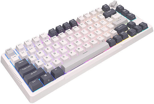 Royal Kludge RKH81 Wireless Gaming Mechanical Keyboard 75% with Sky Cyan switches and RGB lighting (English US) White